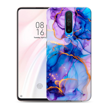 Силиконовый чехол на Xiaomi RedMi K30 с принтом синий мрамор