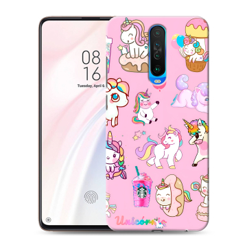 Силиконовый чехол на Xiaomi RedMi K30 с принтом розовые единороги