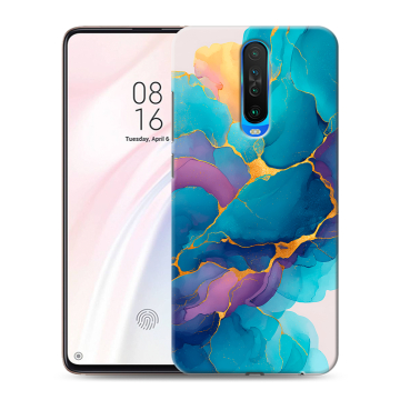 Силиконовый чехол на Xiaomi RedMi K30 с принтом Мрамор блестки Силиконовый чехол на Xiaomi RedMi K30 с принтом Мрамор блестки