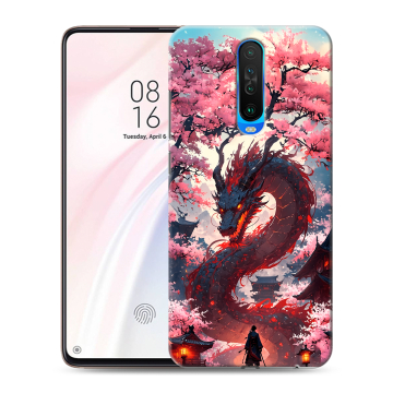 Силиконовый чехол на Xiaomi RedMi K30 с принтом Дракон Японский