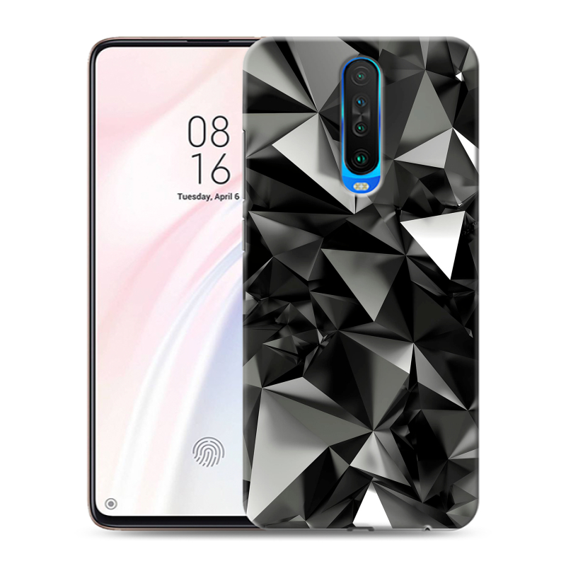 Силиконовый противоударный чехол на Xiaomi RedMi K30 с принтом Черные кристаллы Силиконовый противоударный чехол на Xiaomi RedMi K30 с принтом Черные кристаллы