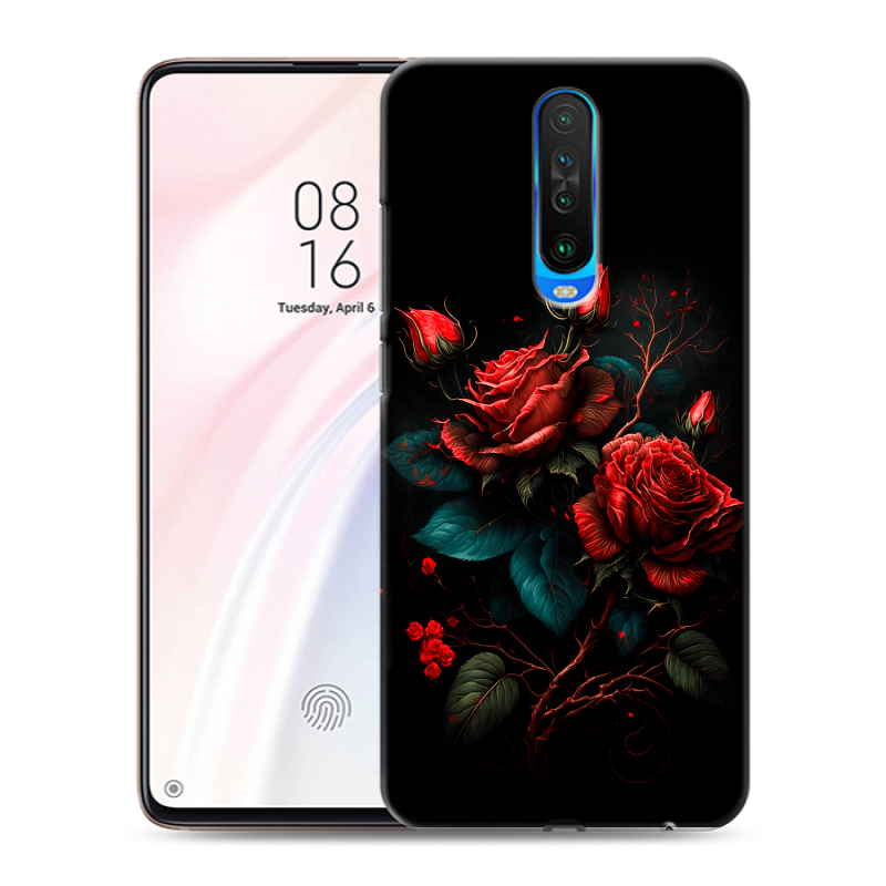 Силиконовый противоударный чехол на Xiaomi RedMi K30 с принтом Розы красные Силиконовый противоударный чехол на Xiaomi RedMi K30 с принтом Розы красные