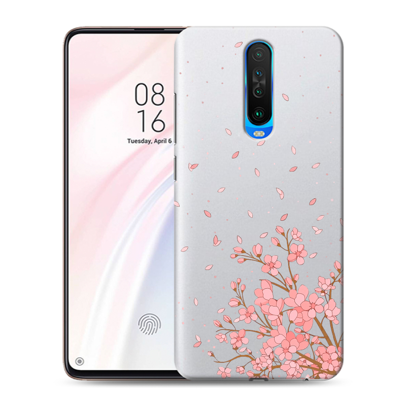 Силиконовый противоударный чехол на Xiaomi RedMi K30 с принтом Ветка сакуры Силиконовый противоударный чехол на Xiaomi RedMi K30 с принтом Ветка сакуры