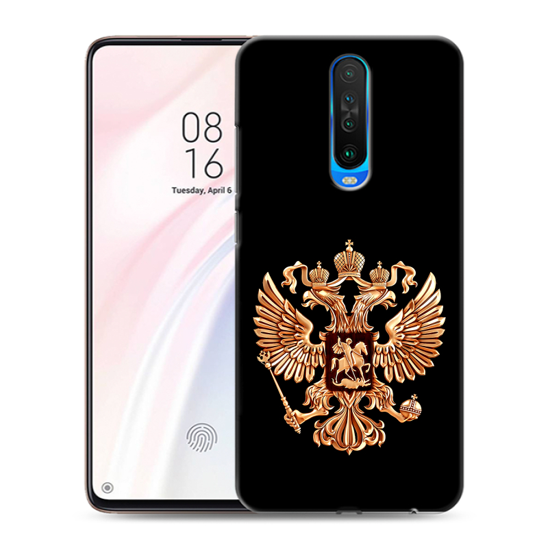Силиконовый противоударный чехол на Xiaomi RedMi K30 с принтом Герб России золотой Силиконовый противоударный чехол на Xiaomi RedMi K30 с принтом Герб России золотой