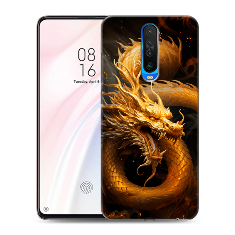 Силиконовый чехол на Xiaomi RedMi K30 с принтом Золотой дракон Силиконовый чехол на Xiaomi RedMi K30 с принтом Золотой дракон