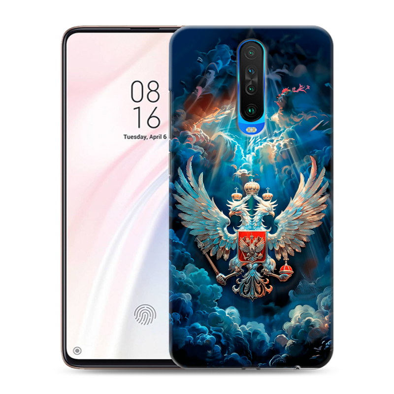 Пластиковый чехол на Xiaomi RedMi K30 с принтом Герб флаг России Пластиковый чехол на Xiaomi RedMi K30 с принтом Герб флаг России