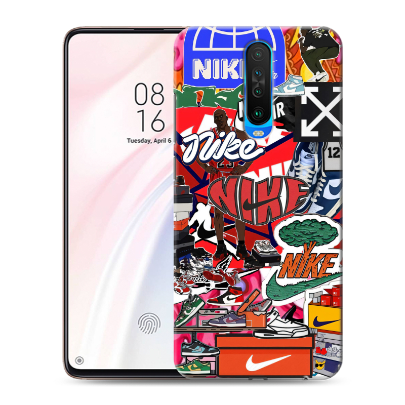 Силиконовый чехол на Xiaomi RedMi K30 с принтом Найк Nike яркий Силиконовый чехол на Xiaomi RedMi K30 с принтом Найк Nike яркий