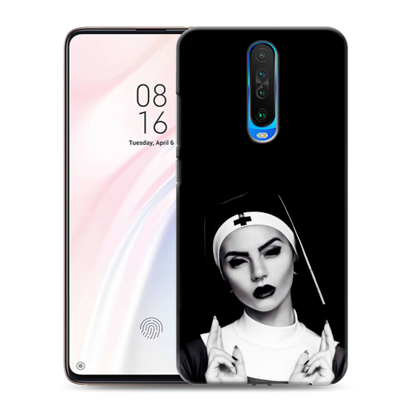 Силиконовый противоударный чехол на Xiaomi RedMi K30 с принтом монашка Силиконовый противоударный чехол на Xiaomi RedMi K30 с принтом монашка