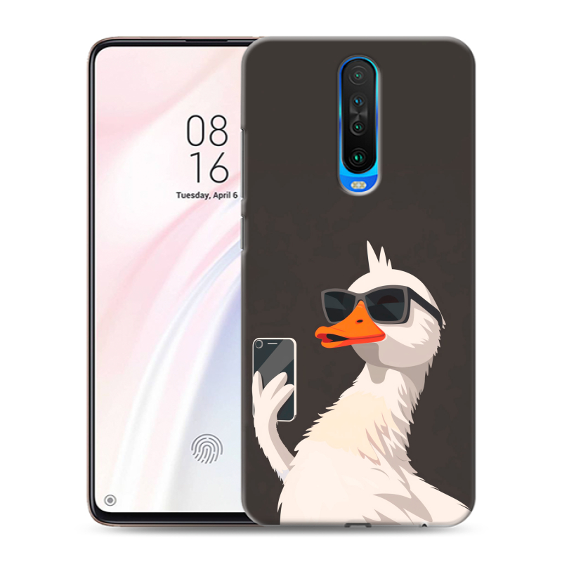 Силиконовый противоударный чехол на Xiaomi RedMi K30 с принтом утка в очках Силиконовый противоударный чехол на Xiaomi RedMi K30 с принтом утка в очках