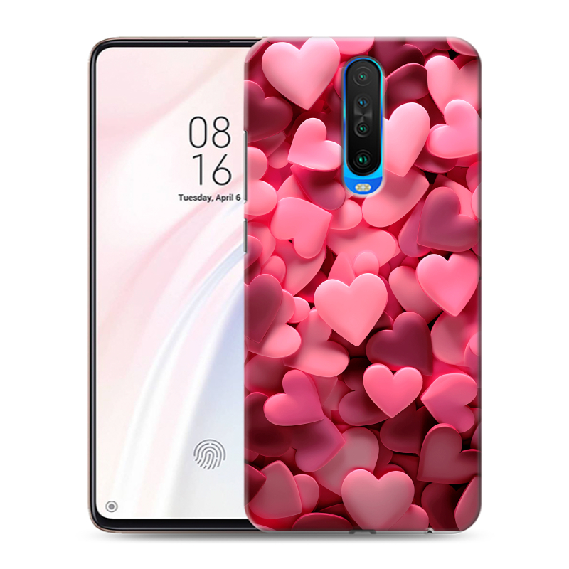 Силиконовый противоударный чехол на Xiaomi RedMi K30 с принтом розовые сердечки Силиконовый противоударный чехол на Xiaomi RedMi K30 с принтом розовые сердечки