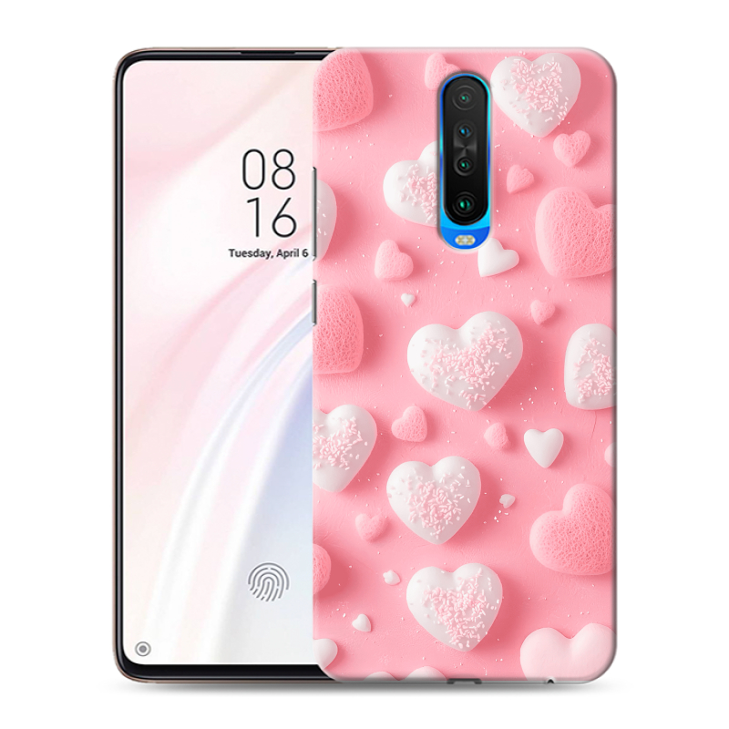 Пластиковый чехол на Xiaomi RedMi K30 с принтом Сердечки Пластиковый чехол на Xiaomi RedMi K30 с принтом Сердечки
