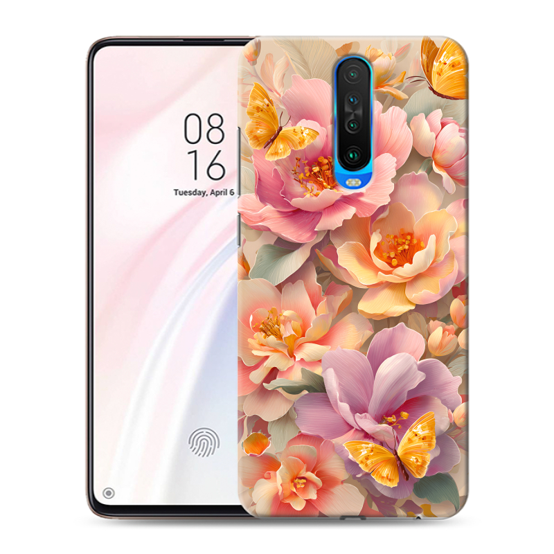 Силиконовый чехол на Xiaomi RedMi K30 с принтом Цветы и бабочки Силиконовый чехол на Xiaomi RedMi K30 с принтом Цветы и бабочки