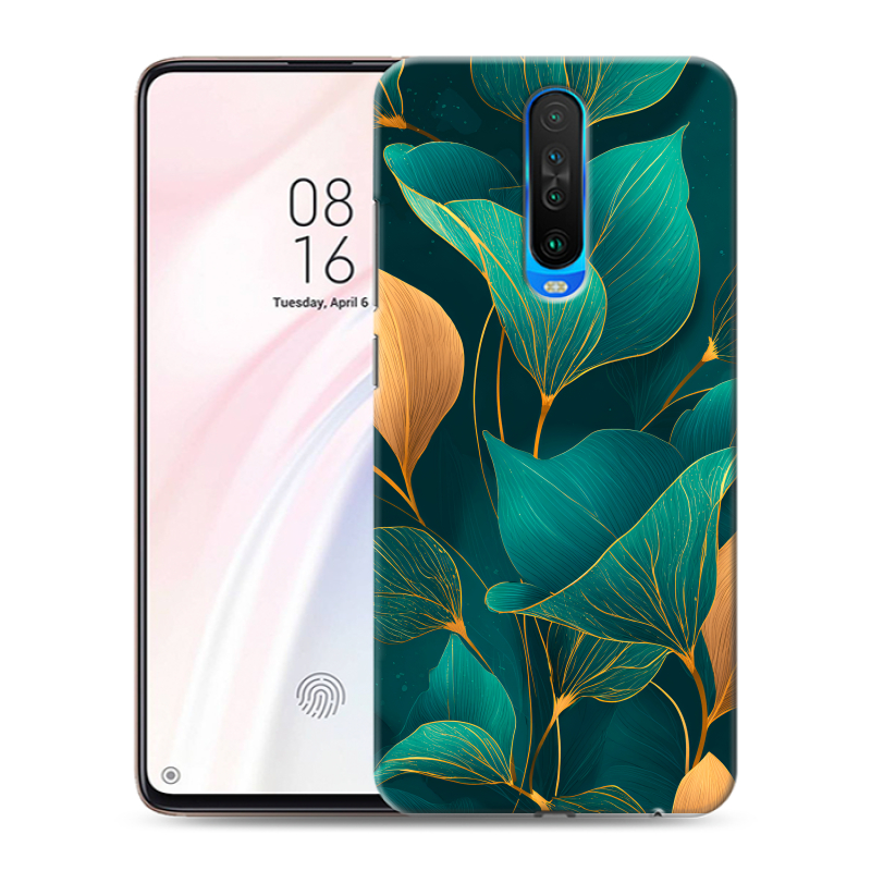 Силиконовый чехол на Xiaomi RedMi K30 с принтом Листья и золото Силиконовый чехол на Xiaomi RedMi K30 с принтом Листья и золото