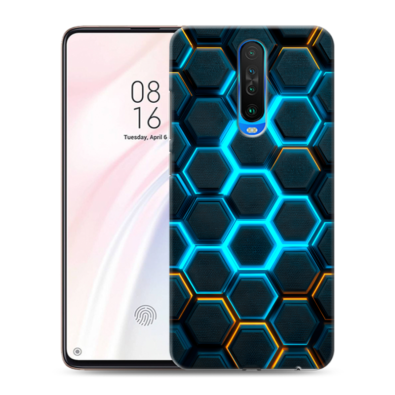 Силиконовый чехол на Xiaomi RedMi K30 с принтом Неоновые соты Силиконовый чехол на Xiaomi RedMi K30 с принтом Неоновые соты