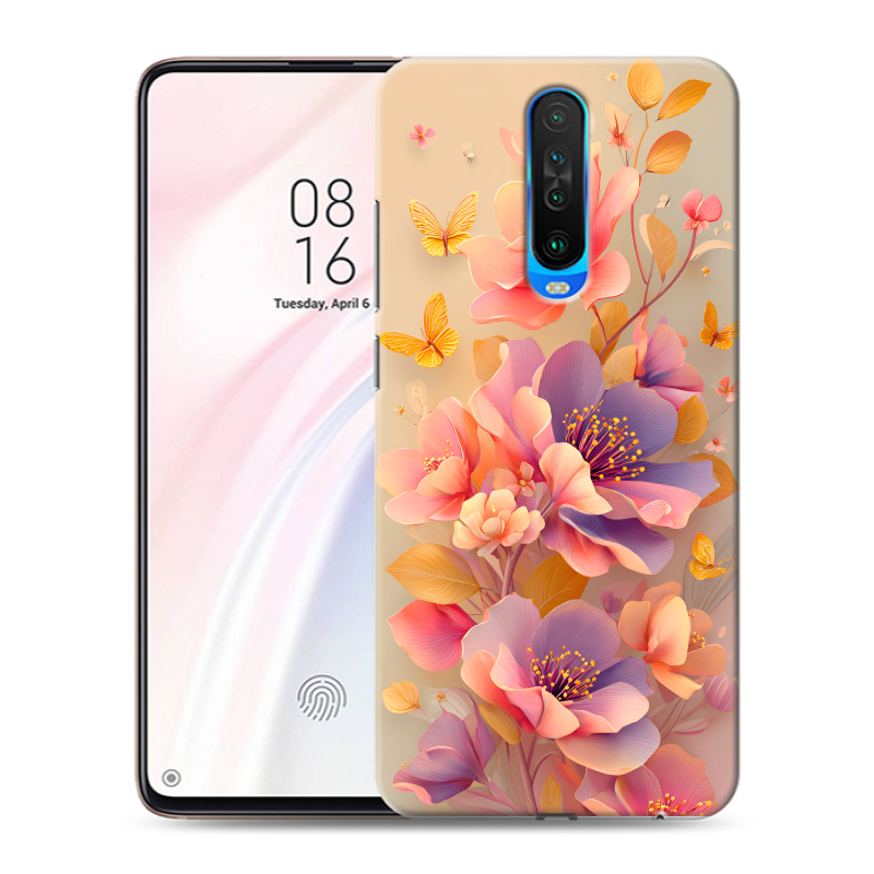 Силиконовый чехол на Xiaomi RedMi K30 с принтом Цветы и бабочки Силиконовый чехол на Xiaomi RedMi K30 с принтом Цветы и бабочки