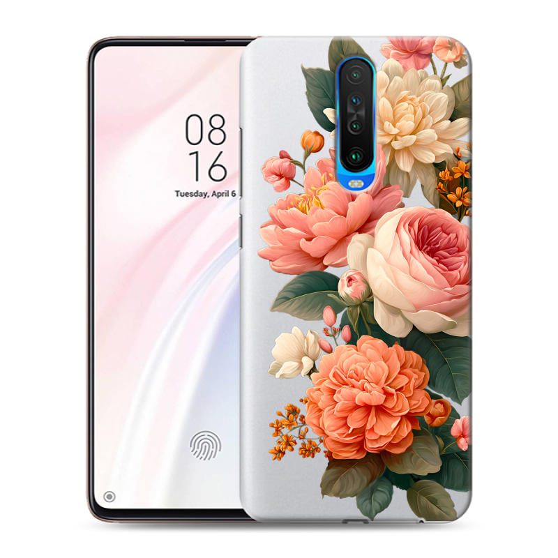 Пластиковый чехол на Xiaomi RedMi K30 с принтом цветы Пластиковый чехол на Xiaomi RedMi K30 с принтом цветы