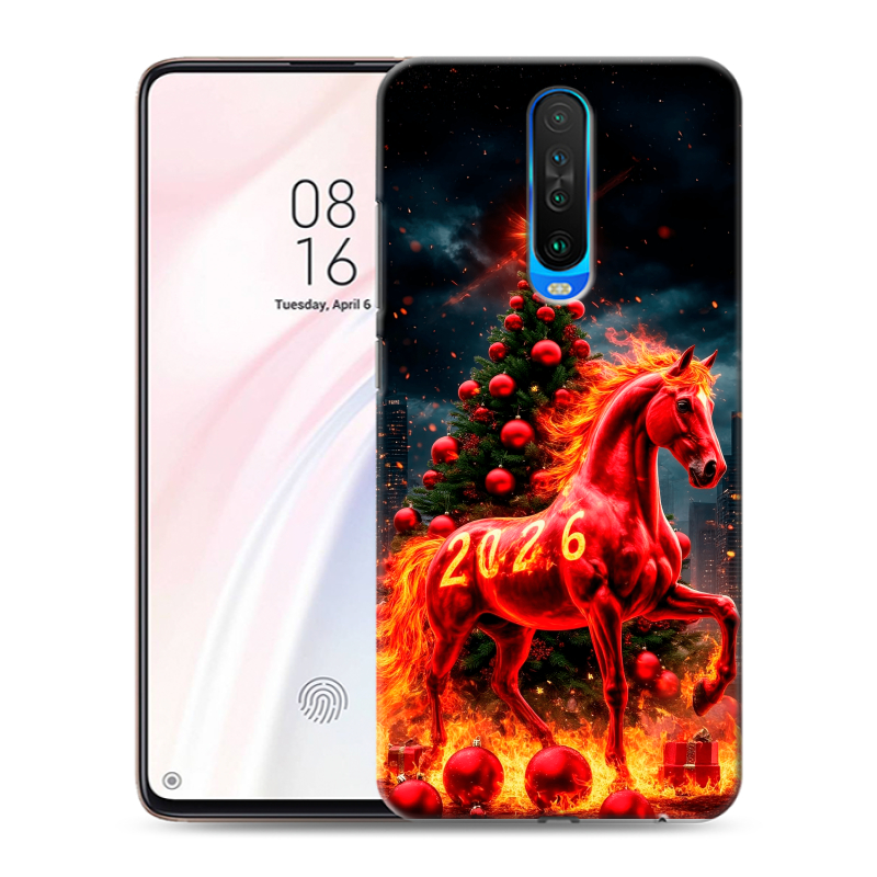 Силиконовый противоударный чехол на Xiaomi RedMi K30 с принтом Новый год Силиконовый противоударный чехол на Xiaomi RedMi K30 с принтом Новый год