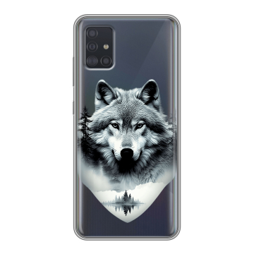 Силиконовый чехол на Samsung Galaxy A51 с принтом Волк в лесу