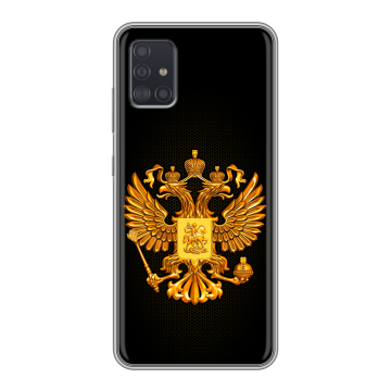 Силиконовый чехол на Samsung Galaxy A51 с принтом Герб России желтый