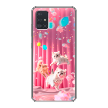 Силиконовый чехол на Samsung Galaxy A51 с принтом милые котики Силиконовый чехол на Samsung Galaxy A51 с принтом милые котики
