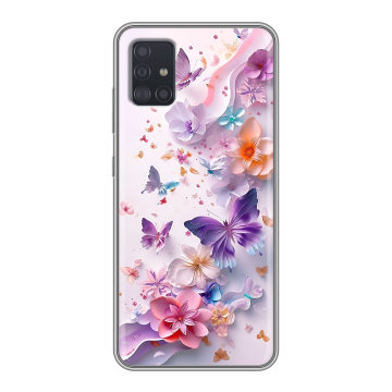Силиконовый чехол на Samsung Galaxy A51 с принтом цветы бабочки