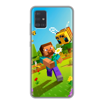 Силиконовый чехол на Samsung Galaxy A51 с принтом Майнкрафт Minecraft