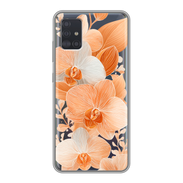 Силиконовый чехол на Samsung Galaxy A51 с принтом Бежевые цветы Силиконовый чехол на Samsung Galaxy A51 с принтом Бежевые цветы
