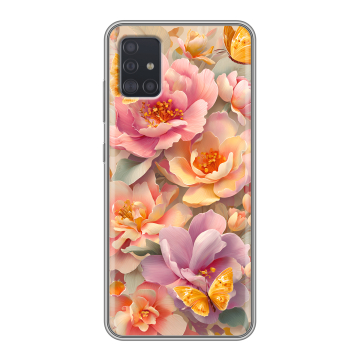 Силиконовый чехол на Samsung Galaxy A51 с принтом Цветы и бабочки Силиконовый чехол на Samsung Galaxy A51 с принтом Цветы и бабочки