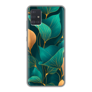 Силиконовый чехол на Samsung Galaxy A51 с принтом Листья и золото Силиконовый чехол на Samsung Galaxy A51 с принтом Листья и золото