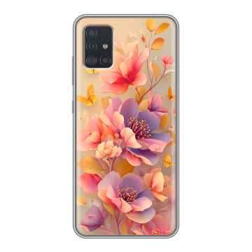 Силиконовый чехол на Samsung Galaxy A51 с принтом Цветы и бабочки Силиконовый чехол на Samsung Galaxy A51 с принтом Цветы и бабочки