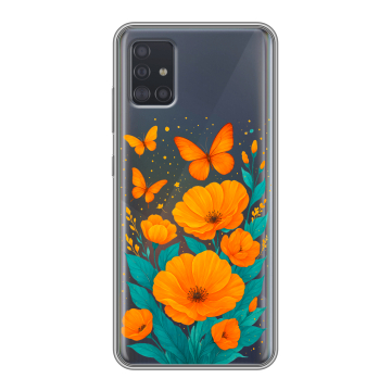 Силиконовый чехол на Samsung Galaxy A51 с принтом цветы бабочки Силиконовый чехол на Samsung Galaxy A51 с принтом цветы бабочки