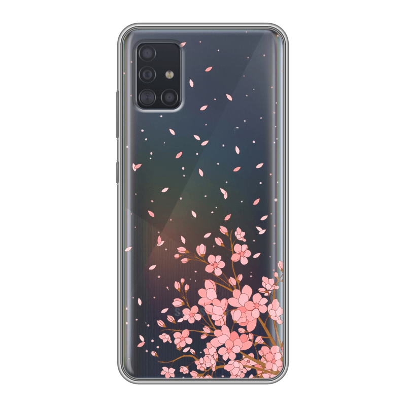 Силиконовый противоударный чехол на Samsung Galaxy A51 с принтом Ветка сакуры Силиконовый противоударный чехол на Samsung Galaxy A51 с принтом Ветка сакуры