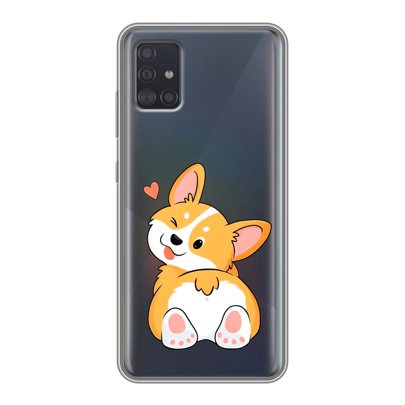 Силиконовый противоударный чехол на Samsung Galaxy A51 с принтом Корги Силиконовый противоударный чехол на Samsung Galaxy A51 с принтом Корги
