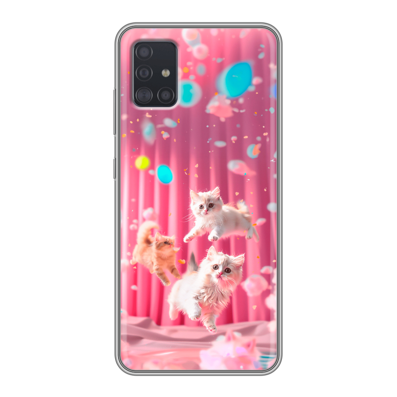 Силиконовый противоударный чехол на Samsung Galaxy A51 с принтом милые котики Силиконовый противоударный чехол на Samsung Galaxy A51 с принтом милые котики
