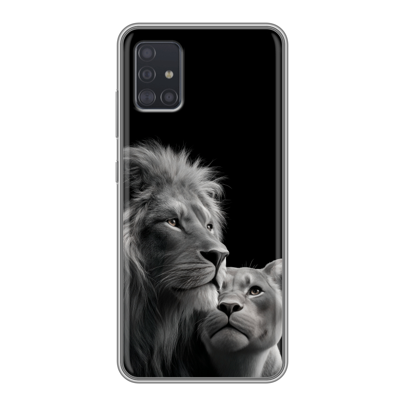 Силиконовый противоударный чехол на Samsung Galaxy A51 с принтом Лев кошки Силиконовый противоударный чехол на Samsung Galaxy A51 с принтом Лев кошки