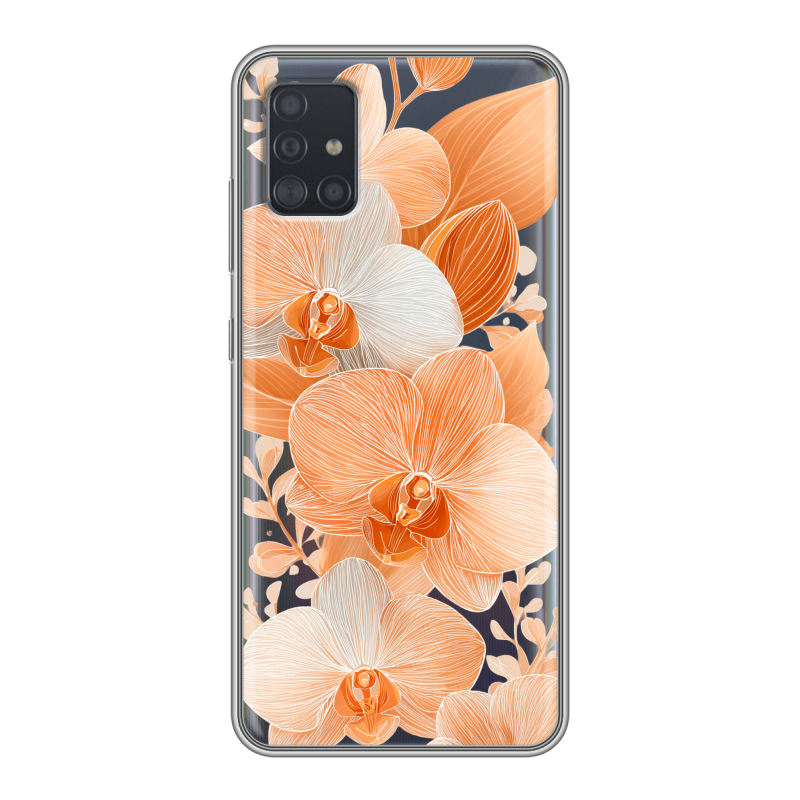 Силиконовый чехол на Samsung Galaxy A51 с принтом Бежевые цветы Силиконовый чехол на Samsung Galaxy A51 с принтом Бежевые цветы