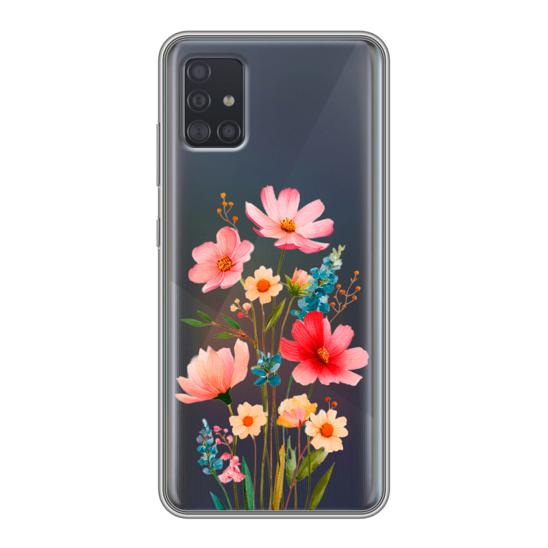 Силиконовый противоударный чехол на Samsung Galaxy A51 с принтом Цветы Силиконовый противоударный чехол на Samsung Galaxy A51 с принтом Цветы