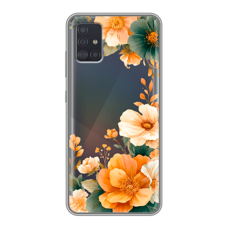 Силиконовый противоударный чехол на Samsung Galaxy A51 с принтом Цветы принт Силиконовый противоударный чехол на Samsung Galaxy A51 с принтом Цветы принт