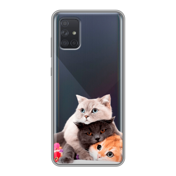 Силиконовый чехол на Samsung Galaxy A71 с принтом Кошки Силиконовый чехол на Samsung Galaxy A71 с принтом Кошки
