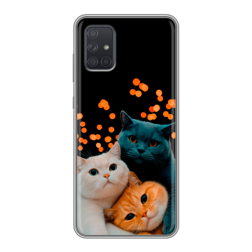 Силиконовый чехол на Samsung Galaxy A71 с принтом Кошки Силиконовый чехол на Samsung Galaxy A71 с принтом Кошки