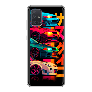 Силиконовый чехол на Samsung Galaxy A71 с принтом Гоночные машины
