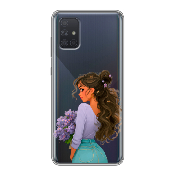 Силиконовый чехол на Samsung Galaxy A71 с принтом девушка цветы Силиконовый чехол на Samsung Galaxy A71 с принтом девушка цветы