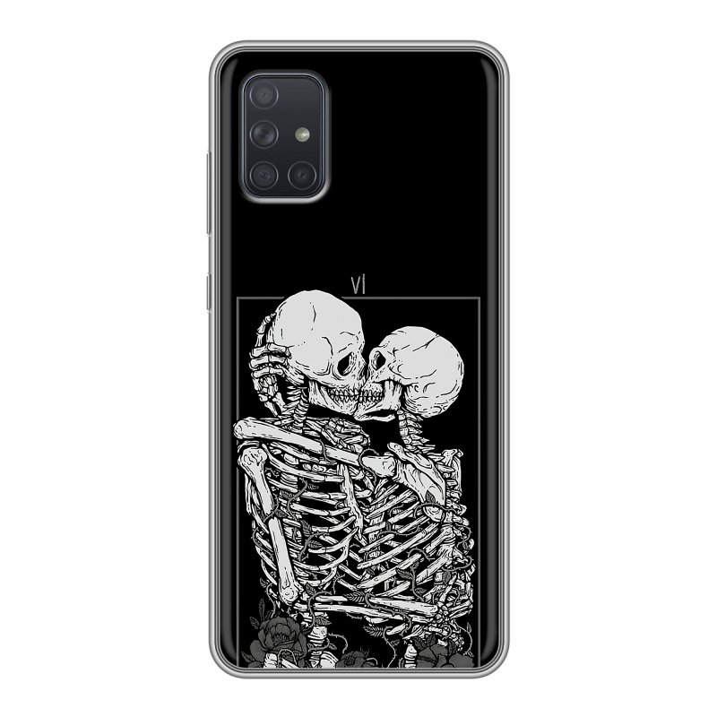 Силиконовый чехол на Samsung Galaxy A71 с принтом Поцелуй скелетов Силиконовый чехол на Samsung Galaxy A71 с принтом Поцелуй скелетов