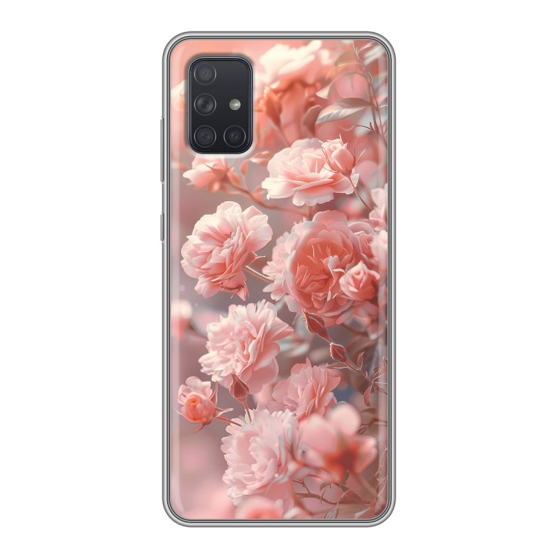 Силиконовый противоударный чехол на Samsung Galaxy A71 с принтом Розовые розы Силиконовый противоударный чехол на Samsung Galaxy A71 с принтом Розовые розы