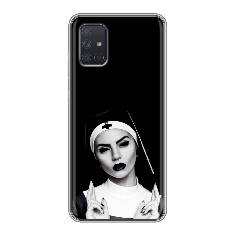 Силиконовый чехол на Samsung Galaxy A71 с принтом монашка Силиконовый чехол на Samsung Galaxy A71 с принтом монашка