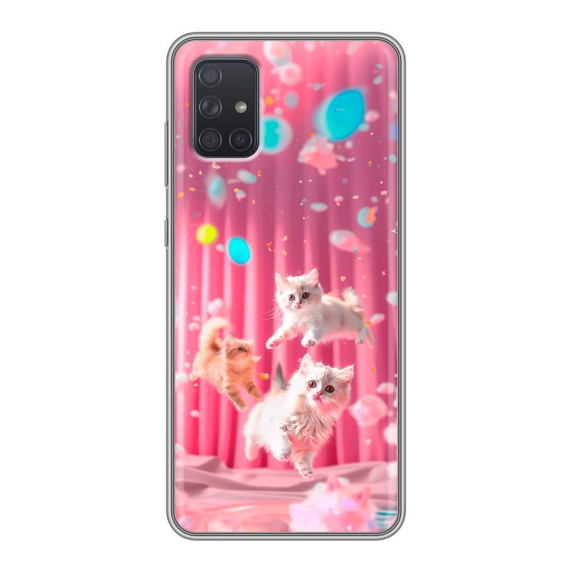 Силиконовый чехол на Samsung Galaxy A71 с принтом милые котики Силиконовый чехол на Samsung Galaxy A71 с принтом милые котики