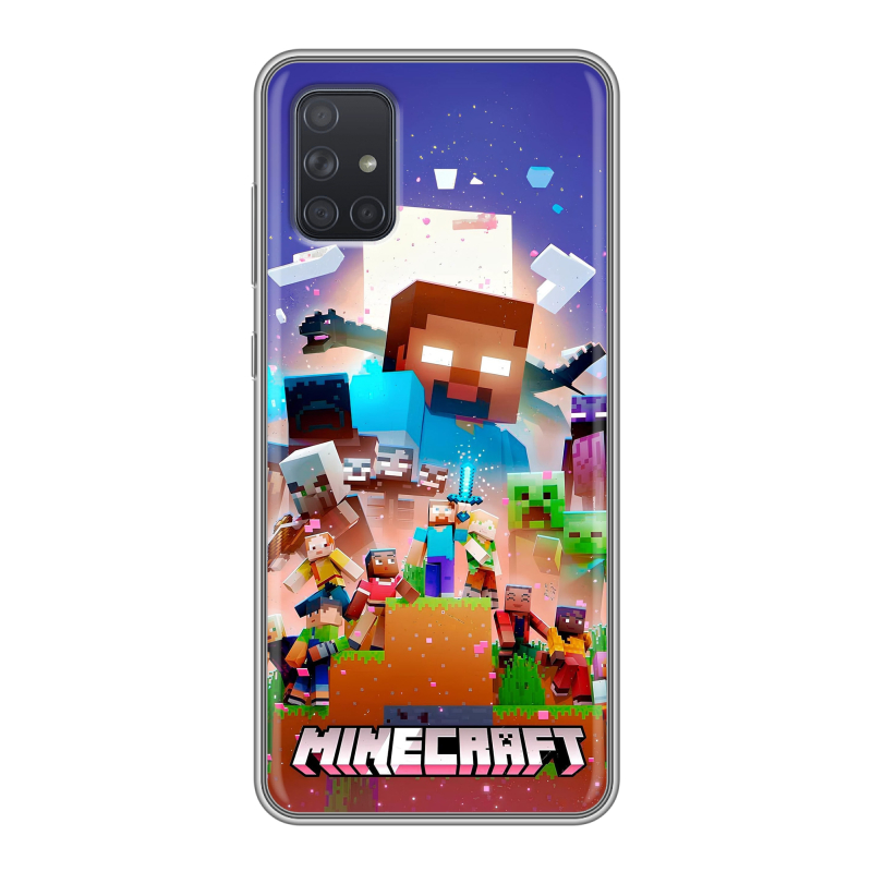 Силиконовый противоударный чехол на Samsung Galaxy A71 с принтом Майнкрафт Minecraft Силиконовый противоударный чехол на Samsung Galaxy A71 с принтом Майнкрафт Minecraft