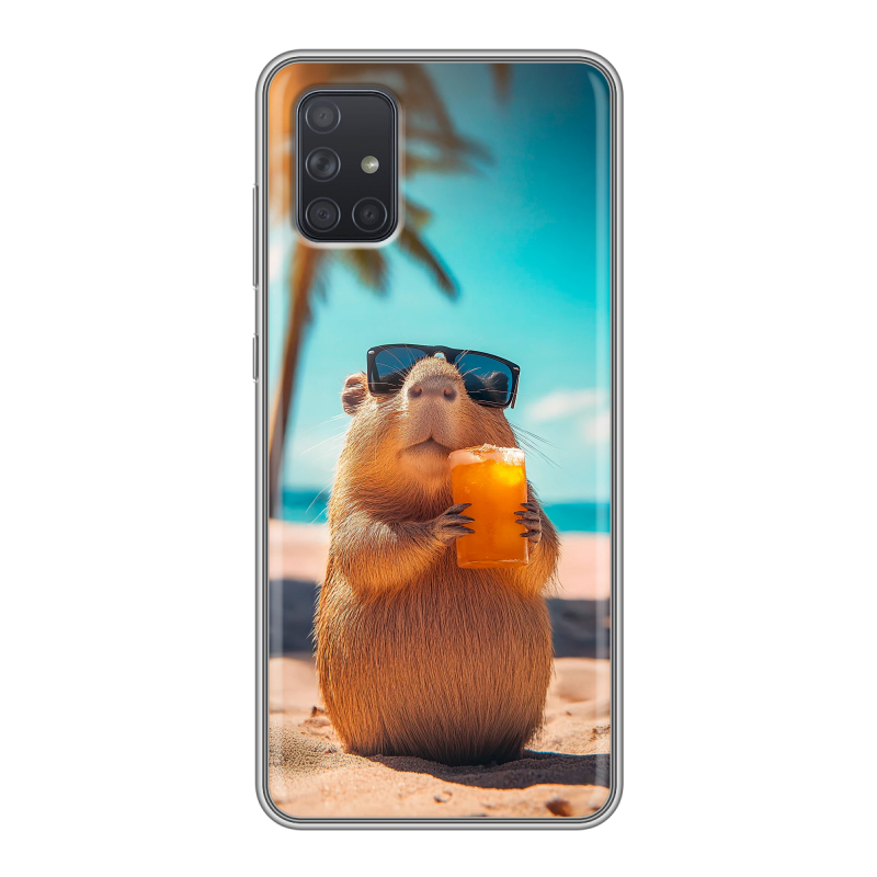 Силиконовый противоударный чехол на Samsung Galaxy A71 с принтом Капибара Силиконовый противоударный чехол на Samsung Galaxy A71 с принтом Капибара
