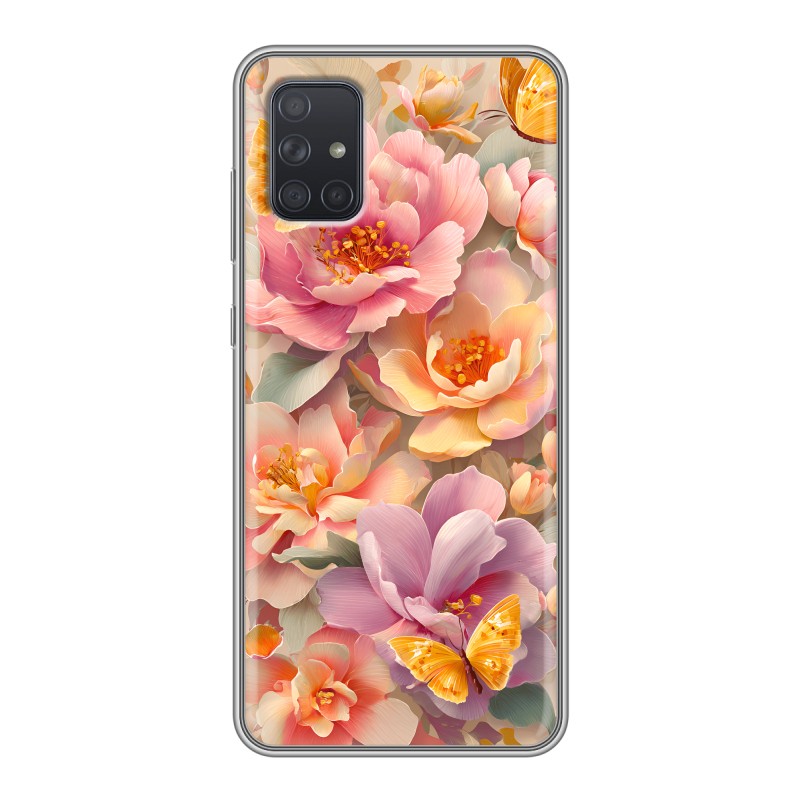 Силиконовый чехол на Samsung Galaxy A71 с принтом Цветы и бабочки Силиконовый чехол на Samsung Galaxy A71 с принтом Цветы и бабочки
