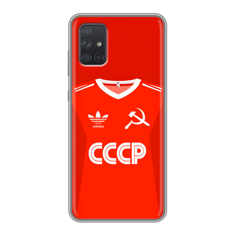 Силиконовый противоударный чехол на Samsung Galaxy A71 с принтом Флаг Герб СССР Силиконовый противоударный чехол на Samsung Galaxy A71 с принтом Флаг Герб СССР